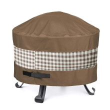 Waterproof Round Fire Pit Cover 44in Heavy Duty Windproof Patio Gas Fire Table Cover with Straps