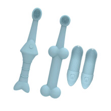4PCS Pet Finger Toothbrush Cleaning Massager Treaning-Blue
