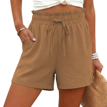 Shorts für Damen, lässig, hohes, weites Bein,-hellbraun M