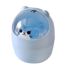 Mini Trash Can with Flip Lid, Cute Desktop Trash Bin for Home, Office, Car, Kitchen, Blue