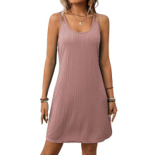 Ärmelloses Damenkleid mit Halsausschnitt, vertuschende-Pink M