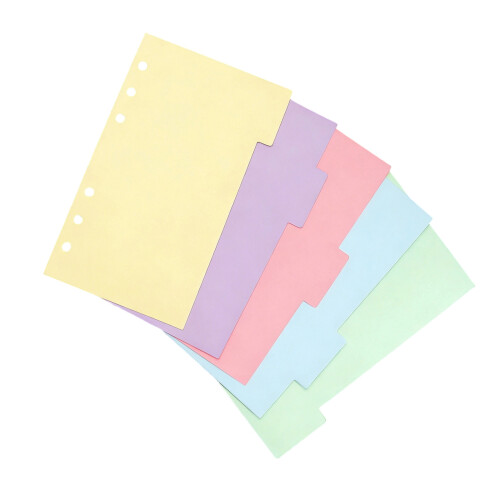 Set mit 5 Indexblättern in verschiedenen Farben für-6 horizontal