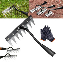 Heavy Duty Carbon Steel Garden Rake Head 8 Tine Rust Resistant Weeding Rake for Gardening