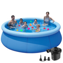 12ft Inflatable Swimming Pool with Air Pump, Family Size Above Ground Pool for Kids and Adults Backyard