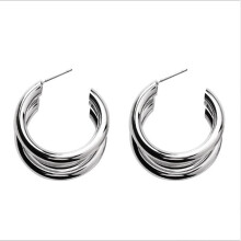 Hoop Earrings Geometric Earrings Metal Hanging Fashion Accessories Silver
