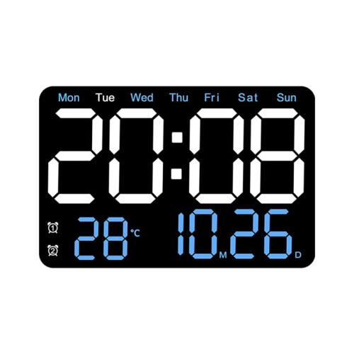 Electronic Wall Clock Temperature Date Display Table Clock Wall-Mounted Digital LED Alarm Clocks for Home A