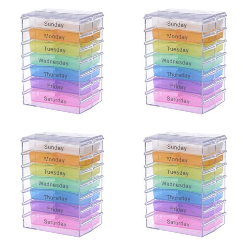 4X Medicine Weekly Storage Pill 7 Day Tablet Sorter Box Container Case Organizer