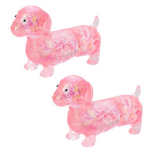 Glittering Handheld Anti Stress Dachshund Shape Toy-Pink 2