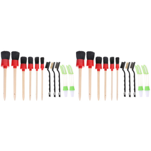 2Sets Car Interior Detailing Brush Set Black Durable Auto Cleaning Kit