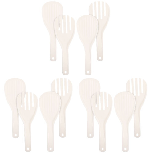 12Pcs White Rice Paddle Spoons Non-Stick Kitchen Tableware