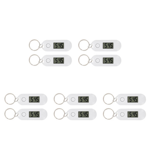 10Pcs Portable Mini Watch Keychain White ABS Silent Digital Design