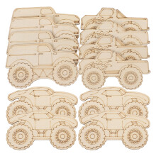 36Pcs Wooden Vehicle Cutouts Unfinished Wood Crafts for Party Favors