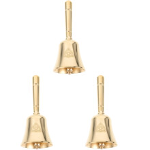 3Pcs Golden Mini Hand Bells Metal Dinner Bells for Wedding and Altar