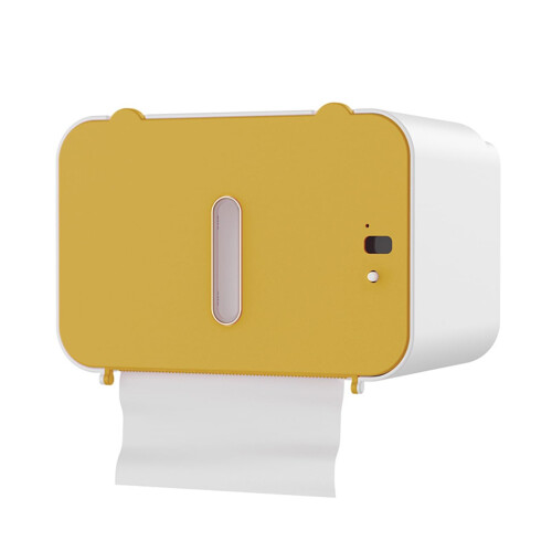 Automatic Touchless Toilet Paper Dispenser with Smart Motion Sensor, USB Rechargeable, Wall Mounted Yellow