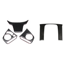 3Pcs Carbon Fiber Steering Wheel Button Panel Cover for 2016-2019 & 1x Console Gear Box Panel Cover