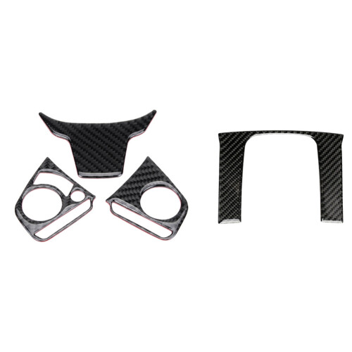 3Pcs Carbon Fiber Steering Wheel Button  Panel Cover for   2016-2019 & 1x Console Gear Box Panel Cover