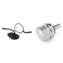 1 Pcs Billet Aluminum Chrome Bolt Screw Cap & 1 Pair Motorcycle Side Mirrors