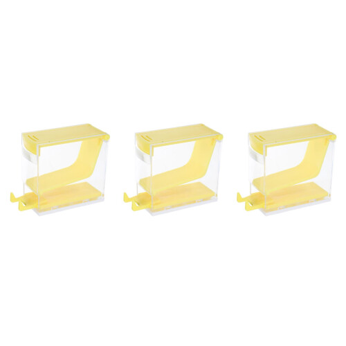3Pcs Compact Yellow Cotton Roll Storage Box with Easy Press Dispensing