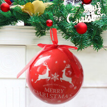 Christmas Ball Ornament 2.8 in White Red Yellow Black