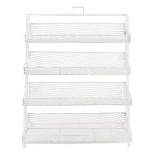 4 Tier White Candy Display Rack for Countertop, SpaceSaving Snack Organizer Stand
