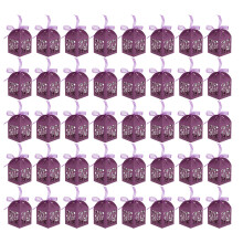 50Pcs Purple Baptism Gift Boxes Paper Ribbon Communion Candy Organizer