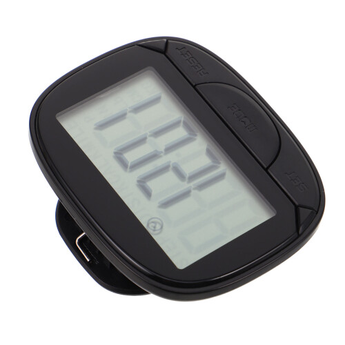 Lightweight Black ABS Clip on Pedometer with Easy Read LCD Display