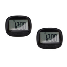 2Pcs Accurate Black ABS Pedometer for Daily Walking with Clip and LCD