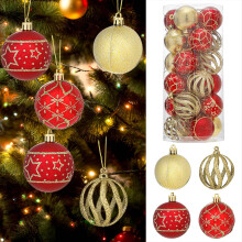 Set di palline di Natale infrangibili, rosse, confezione da 12
