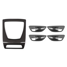 1x Carbon Fiber Front Reading Light Panel Cover for 5 Series F10 F18 & 4Pcs Carbon Fiber Interior Door Handle Bowl