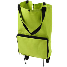 Lightweight Foldable Shopping Cart with Smooth Rolling Wheels and Front Zip Pocket Green