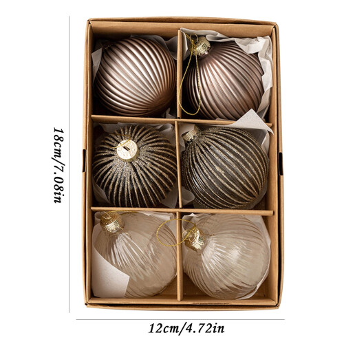 Christmas Ball Ornaments Brown Shatterproof 6 pcs 2