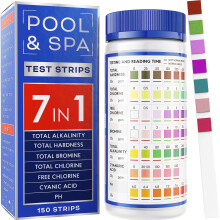 7 in 1 Pool Test Kit for Hot Tub and Spa, Accurate Water Testing Strips for pH Chlorine Alkalinity