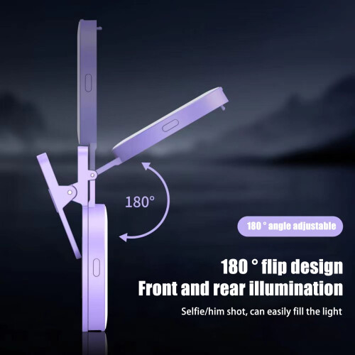 LED selfie-ringlys med speil, 180 roterbar, 2