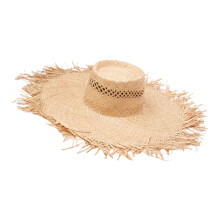 Modieuze zonnehoed van raffia-stro met brede randen en hol-1