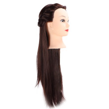 Mannequin Head for Hairdressing Training with Stable Stand, Realistic Synthetic Scalp, Dark Brown