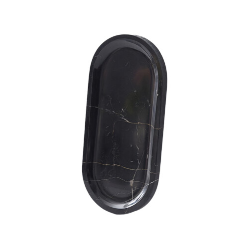 Stylish Bathroom Accessory Marble Storage Tray-Black 25x12cm
