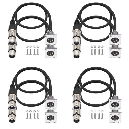 8er-Pack D-Typ-XLR-Kabel, Durchgangsstecker, D-XLR-Stecker auf Buchse für Premium-Stagebox, Patchpanel, Panelmontage