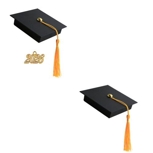 Unique Graduation Themed Keepsakes Storage-Hard box yellow tass 1