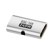 Câble vidéo en aluminium USB C femelle à femelle,-Argent