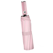 Auto Open Close Umbrella with LED Flashlight Windproof For-Pink