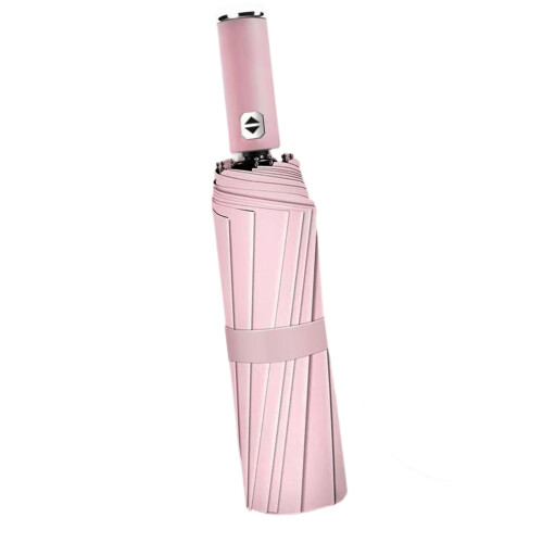 Auto Open Close Umbrella with LED Flashlight Windproof For-Pink