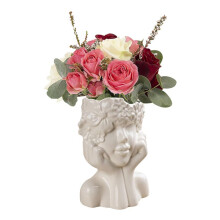 White Ceramic Flower Vase for Decor,Modern Style Female Form Face Vase,Unique Flower Vase for Home Office Decor -B