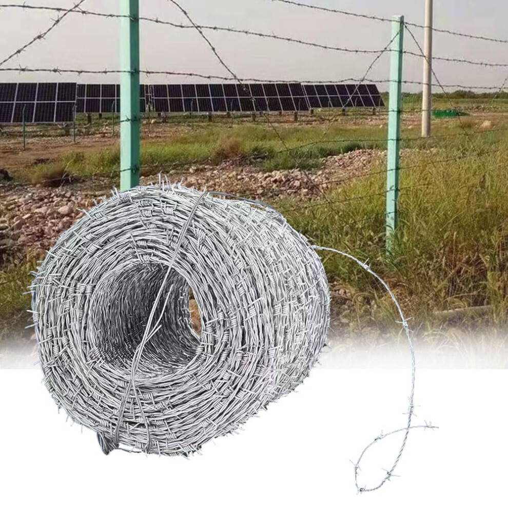 50 Ft 18 Gauge Barbed Wire Roll, Protection 4 Point Barbs For Farm Fence, Garden And Property Boundaries 9310869848608