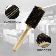 2X Barbearia Cabo de Madeira Cerdas de Javali Escova Redonda Cauda Removível Cabeleireiro Profissional Escova de Cabelo Pente Redondo 4
