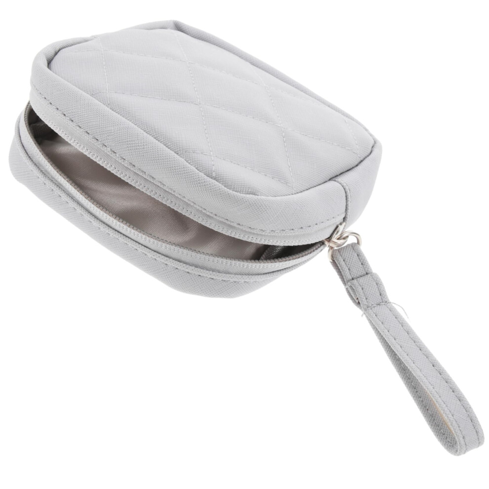 Grey Sanitary Napkin Storage Bag Pu Period Pouch With Secure Dual Closure And Discreet Design