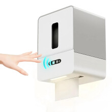 Automatic Paper Towel Dispenser with Touchless Smart Dispensing, BuiltIn Night Light, Gray Wall Mount for Bathroom and Hotel