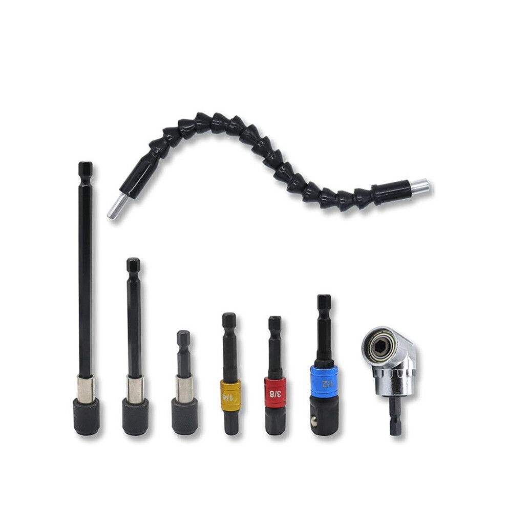 Flexible Drill Bit Extension Set 8Pcs, Hex Shank 105Right Angle Drill Bit Attachment, Universal Socket Adapter 6032079645329