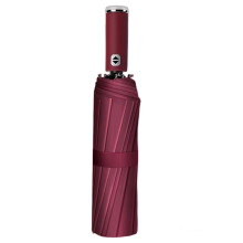 Lightweight Portable Umbrella with LED Flashlight For-Burgundy