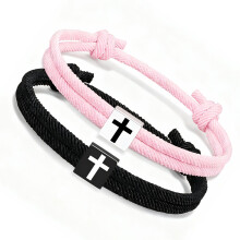 Pack of 2 Black Adjustable Christian Bracelets-black powdeI
