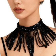 Bijoux de danse du ventre, paillettes, glands, franges,-OS noir